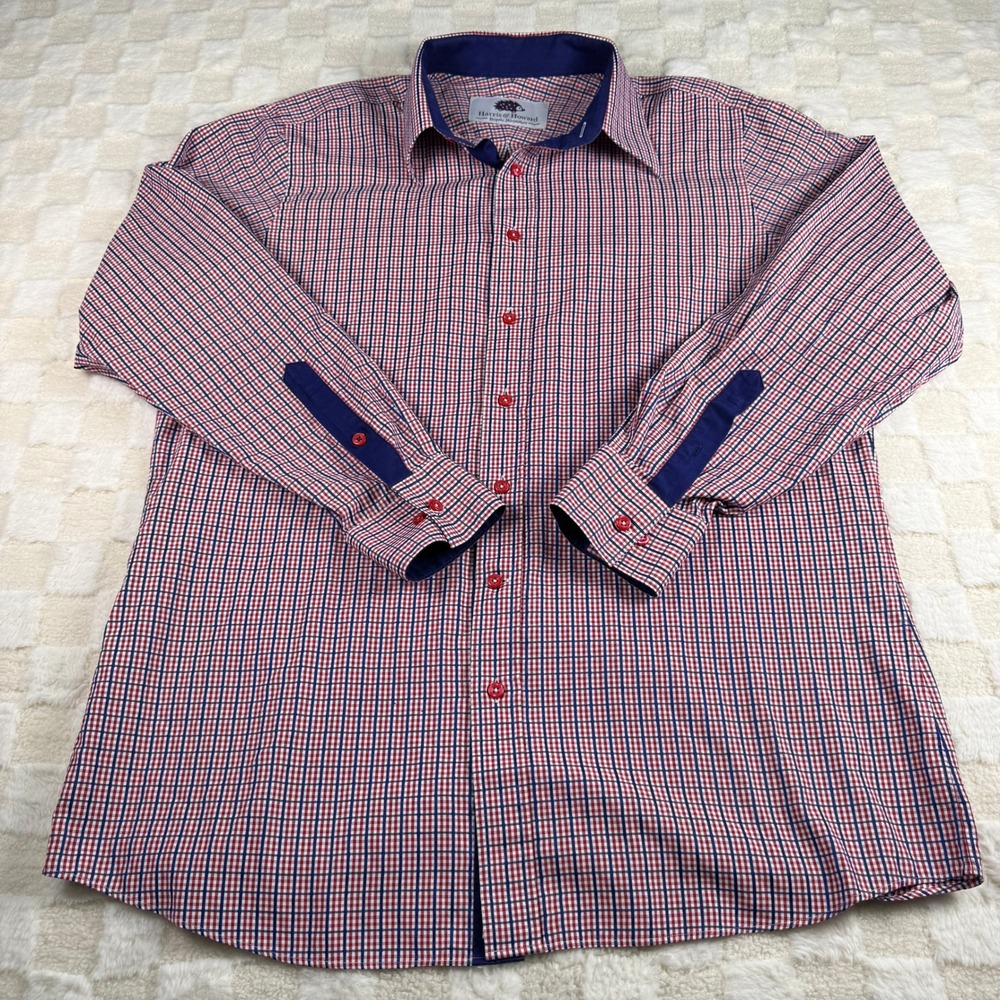 Harris & Howard Mens‎ Check Button-Down Shirt Long Sleeve Bespoke